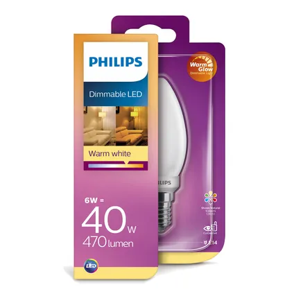 Ampoule LED bougie Philips Classic WarmGlow 6W E14 3