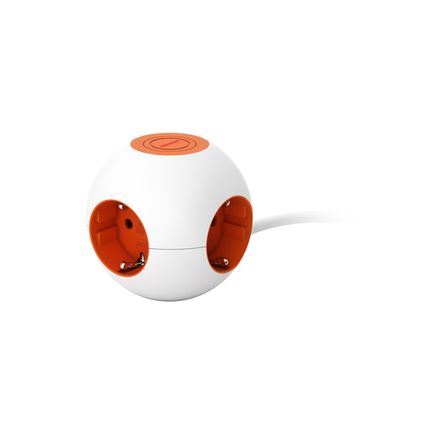 Sencys Schuko stekkerdoos 4 stopcontacten + Inter. 1,4m Power Globe wit oranje