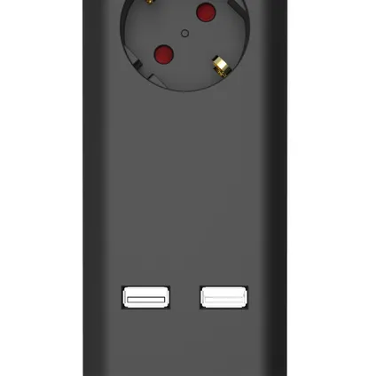Sencys Stekkerdoos 6-voudig met USB (type A) zwart 3 meter 6