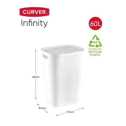 Panier à linge Curver Infinity dots blanc 60L - 100% recycled 2