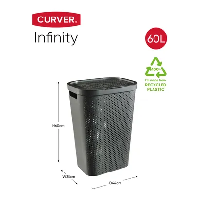 Curver wasmand Infinity dots antraciet 60L - 100% recycled 4