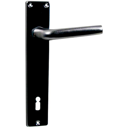 Bertomani deurklink + platen 1020 72mm aluminium zwart 2st.