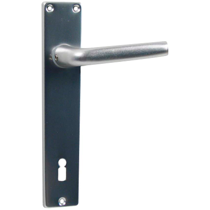 Bertomani deurklink + platen 1020 72mm aluminium zilver 2st.