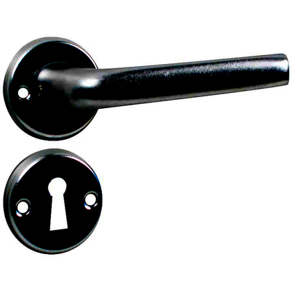Bertomani deurklink + rozetten en sleutelplaten 1020 aluminium zwart 2st.