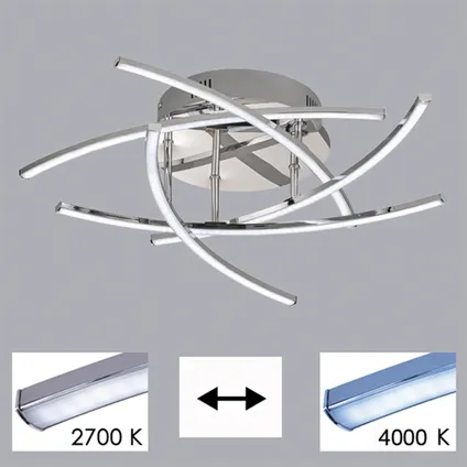 Fischer & Honsel plafondlamp LED Cross TW metaal chroom 5x4W 3