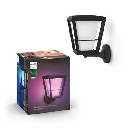 Philips Hue Econic wandlamp - wit en gekleurd licht - zwart - omhoog
