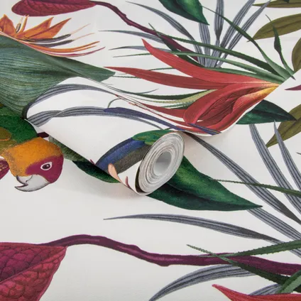 Papier peint intissé Decomode Parrot multicolore blanc 3
