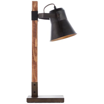 Brilliant tafellamp Plow hout zwart E27