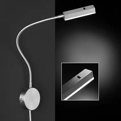 Fischer & Honsel wandlamp LED met sensor Raik metaal nikkel geborsteld 5W 2