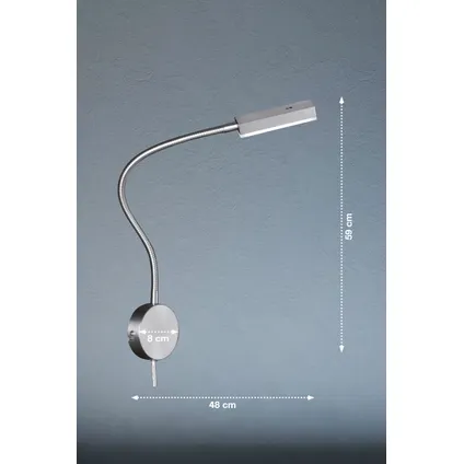 Fischer & Honsel wandlamp LED met sensor Raik metaal nikkel geborsteld 5W 5