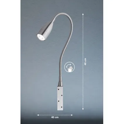 Fischer & Honsel wandlamp LED met sensor Sten metaal nikkel geborsteld 5W 5