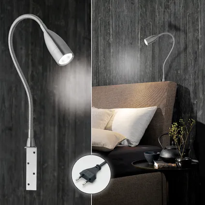Fischer & Honsel wandlamp LED met sensor Sten metaal nikkel geborsteld 5W 6