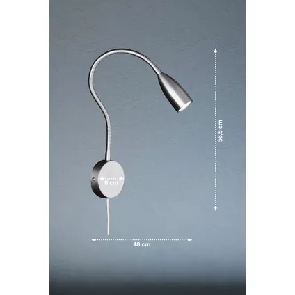 Fischer & Honsel wandlamp LED met sensor Sten metaal nikkel geborsteld 5W 5