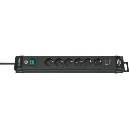 Multiprise Brennenstuhl Premium-line 6-prises avec USB (type A) noir 3 mètres 8