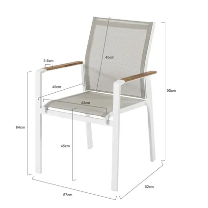 Central Park 'Chaise de jardin 'Bonifacio' empilable aluminium/textilène taupe 14
