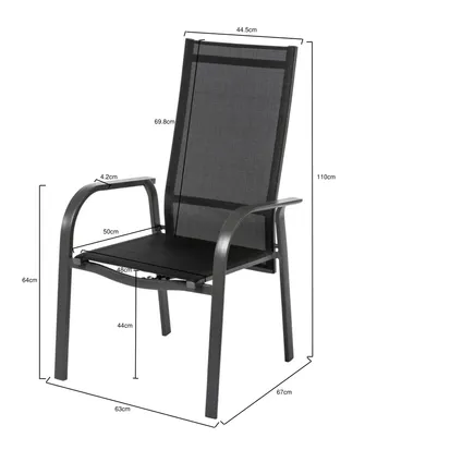 Chaise de jardin Central Park Arles multiposition aluminium/textilène gris 10