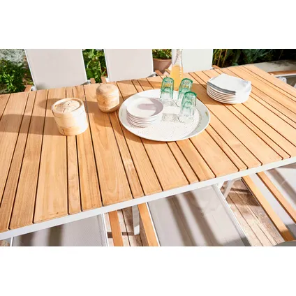 Table de jardin Central Park Bonifacio aluminium/teck 215x100cm 15