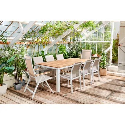 Table de jardin Central Park Bonifacio aluminium/teck 215x100cm 18