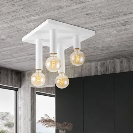 Home Sweet Home Moderne LED Plafondlamp Marna 4 lichts Wit - Vierkant 3