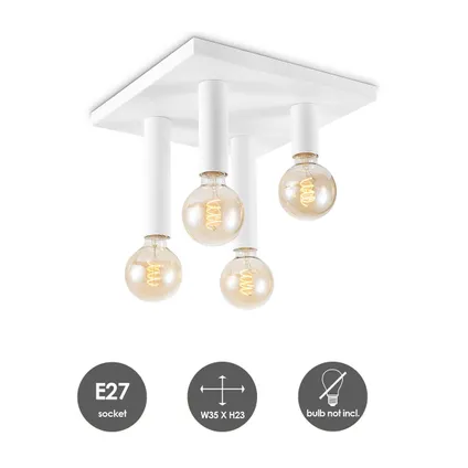Home Sweet Home Moderne LED Plafondlamp Marna 4 lichts Wit - Vierkant 6