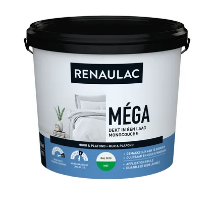 Renaulac latex Méga mat RAL 9010 5L