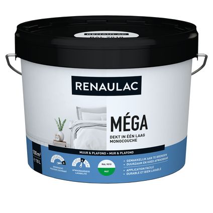 Renaulac latex Méga mat RAL 9010 10L