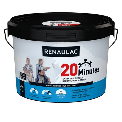 Renaulac latex 20 Minutes zijdeglans wit 2,5L