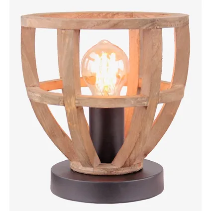 Brilliant tafellamp Matrix Nature Wood hout zwart ⌀20cm E27