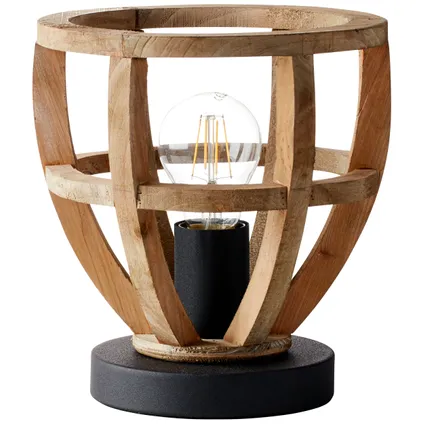 Brilliant tafellamp Matrix Nature Wood hout zwart ⌀20cm E27 3