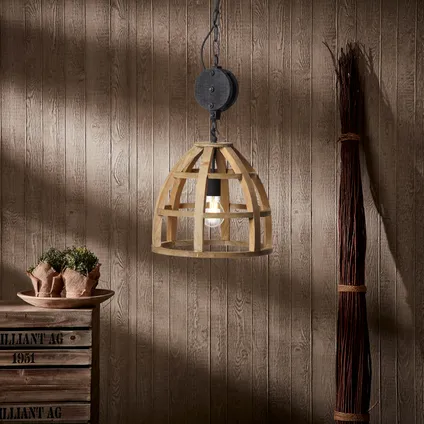 Wood hanglamp ⌀34cm E27 Brilliant Matrix Nature