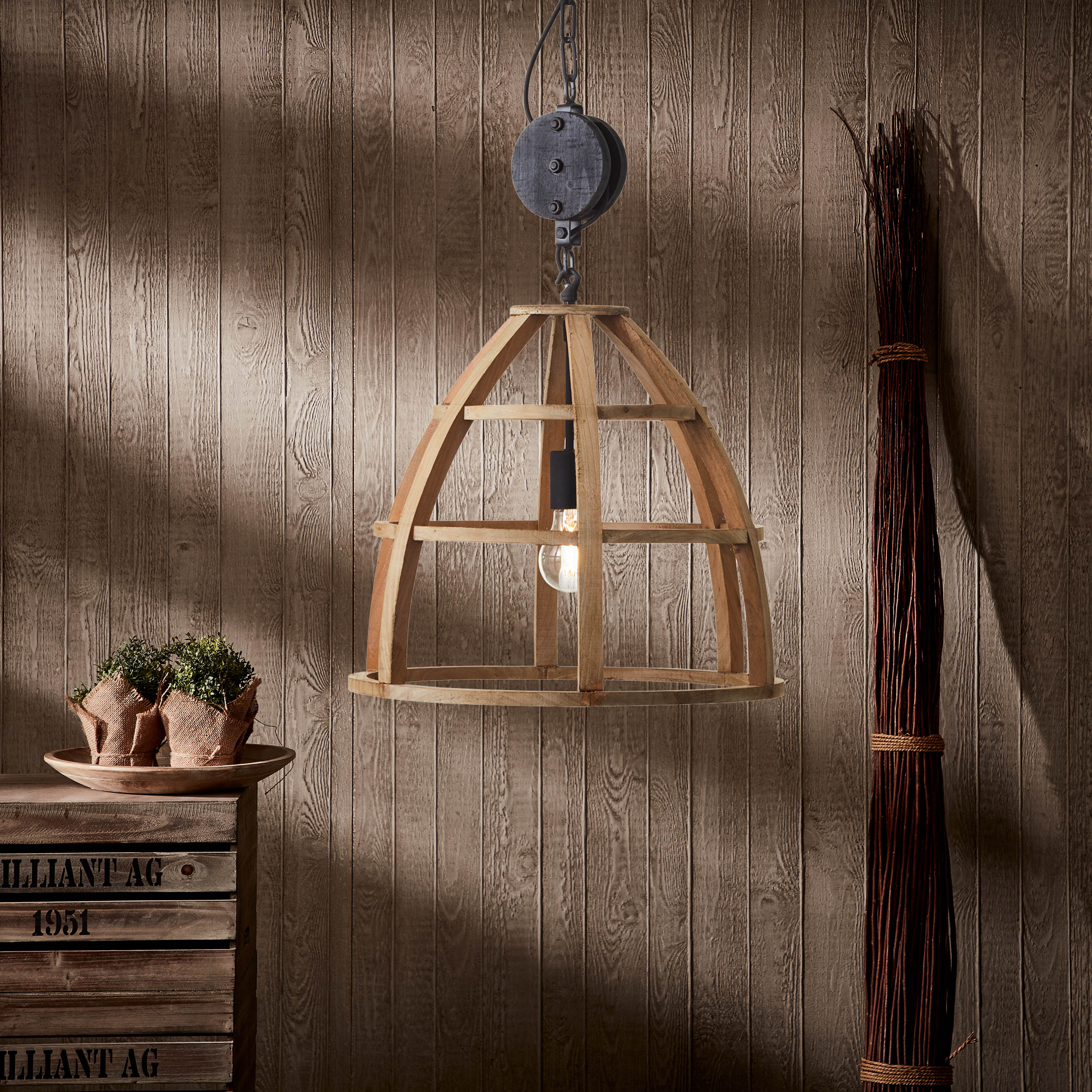 hanglamp Nature E27 Matrix Brilliant ⌀47cm Wood