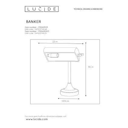 Lucide bureaulamp Banker brons E14 5