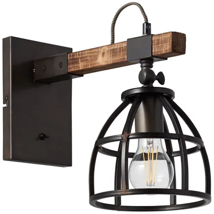 Brilliant wandlamp Matrix Wood zwart hout E27 6