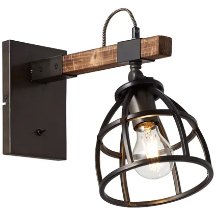 Brilliant wandlamp Matrix Wood zwart hout E27 7