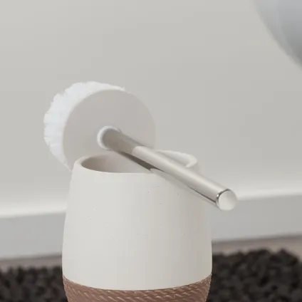 Sealskin toiletborstel met houder Braid zand 3