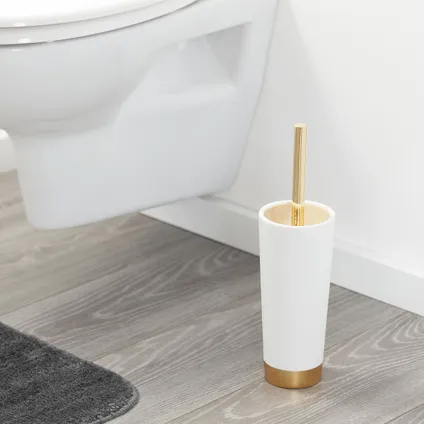 Sealskin toiletborstel met houder Glossy polyresin goud 2