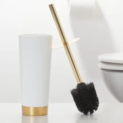 Sealskin toiletborstel met houder Glossy polyresin goud 4