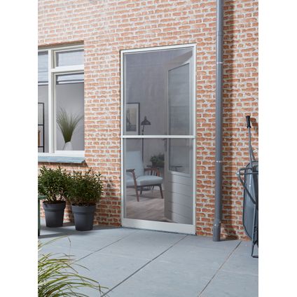 Moustiquaire de porte CanDo Standard - Moustiquaire de porte à charnières - Profil blanc - Toile grise - 92x212cm