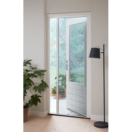Moustiquaire de porte CanDo Comfort - Moustiquaire de porte plissée - Profilé blanc - Toile grise - 100x229cm