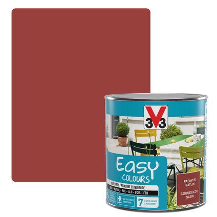 Peinture extérieure aérosol V33 Easy Colours coquelicot 500ml