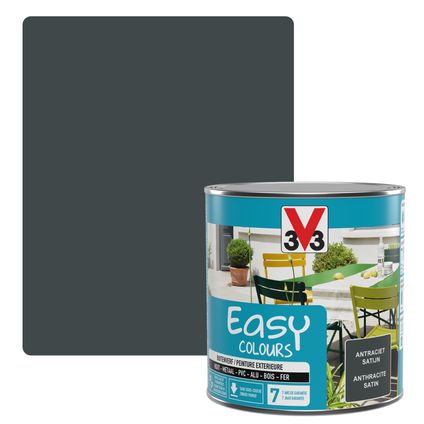 Peinture extérieure V33 Easy Colours anthracite satiné 500ml