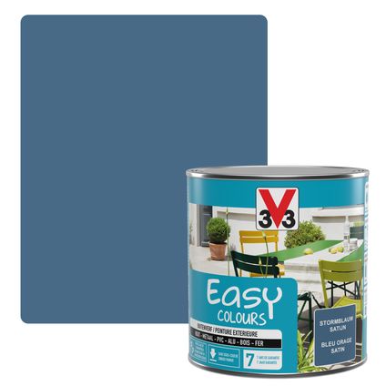 Peinture extérieure V33 Easy Colours bleu orage satiné 500ml