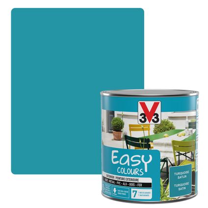 Peinture extérieure V33 Easy Colours turquoise satiné 500ml