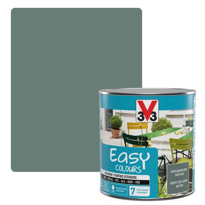 Peinture extérieure V33 Easy Colours vert de gris satiné 500ml