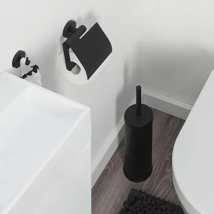 Set d'accessoires Tiger Boston - set de brosse WC à poser - porte-papier toilette – crochet – noir 2
