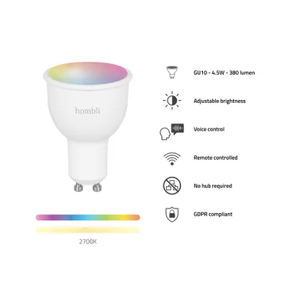 Hombli smart lamp gekleurd LED GU10 4,5W 5