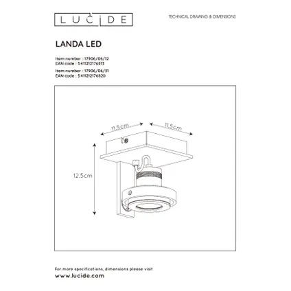 Spot de plafond Lucide Landa aluminium GU10 5W 5