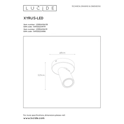 Spot de plafond Lucide Xyrus blanc ⌀9cm GU10 5W 7