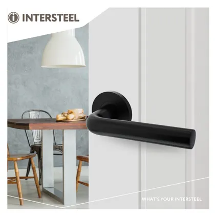 Intersteel deurkruk recht op rozet ø55x8mm aluminium zwart 3