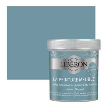 Peinture pour meuble Libéron base de caséïne bleu azur mat 500ml